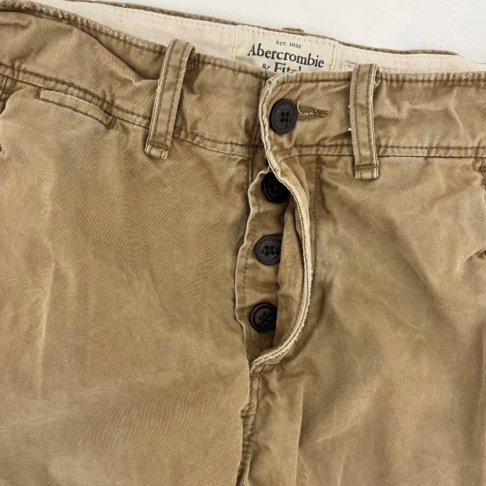 Abercrombie & Fitch Mens W29 L30 Chino Pants Brown Button Fly Mid Rise Trousers‎